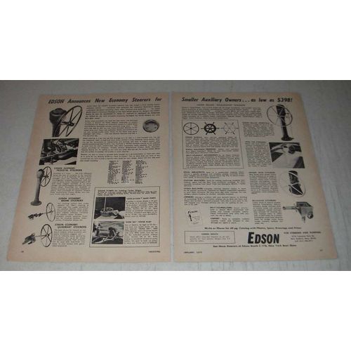 1970 Edson Steerers and Pumps Ad - Edson announces new economy steerers