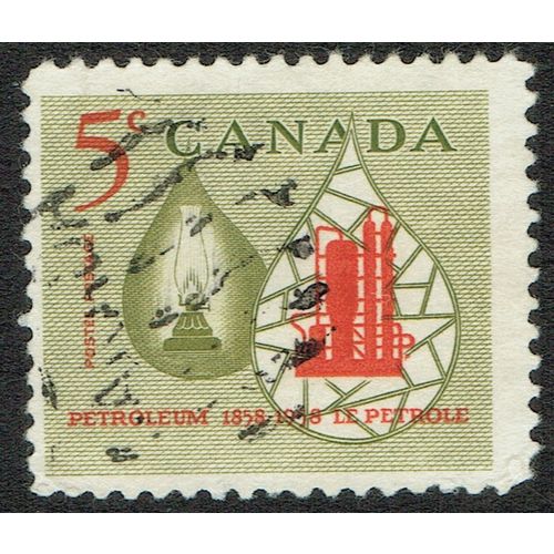 Canada 1958 Centenary of Oil Industry 5c Olive and Scarlet SG507 GU