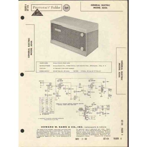 GENERAL ELECTRIC model AS4A 3 tube amplifier Sams Photofact manual