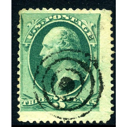USA 1873 or 1879 George Washington 3c — Dark Green, Scott 158 or 184, Used