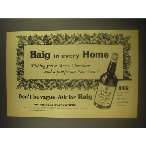 1962 Haig Scotch Ad - Haig in every Home Wishing you a Merry Christmas