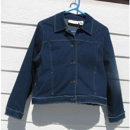 Womens Susan Bristol Blue Jean Jacket L Large 41 inch Denim Light Weight