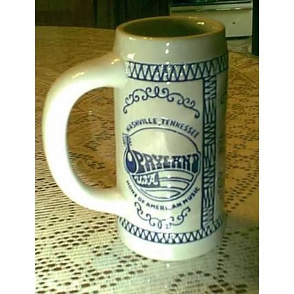 Grand Ole Opry House Opryland USA Blue on White Stein Mug Home of American Music