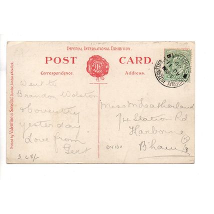 POSTCARD OF IMPERIAL INTERNATIONAL EXHIBITION #EXHIBITION POSTMARK 1909 (3933)