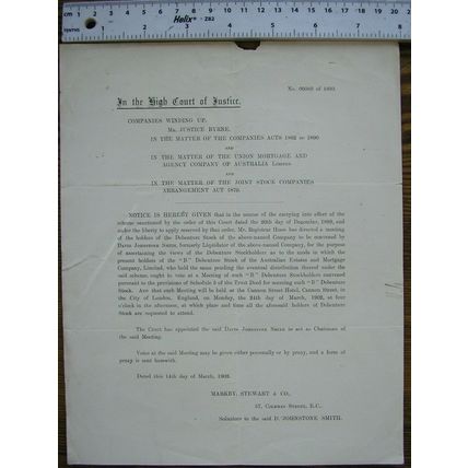 1902 High Court notice meeting Union Mortgage Agency Co of Australia