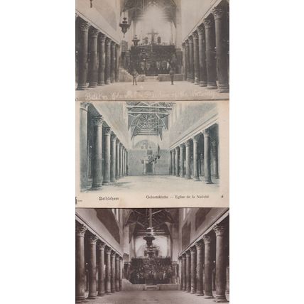 Basilica Bethlehem Nativitiy Military Guard 3x Antique Postcard s