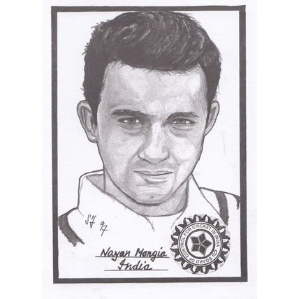Nayan Mongia Cricket Artist Drawing Limited Edn of 500 Postcard