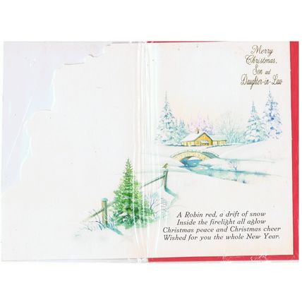Traditional Xmas Card - "Son & Daughter-In-Law" 7.5x5.5" Cellophane Sealed