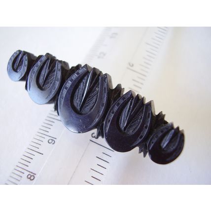 Antique Victorian Brooch Whitby Jet Bar Vintage Five Horseshoe Good Luck 2" Pin