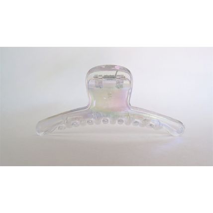 Large long clear transparent iridescent design hair claw clip for long fine hair