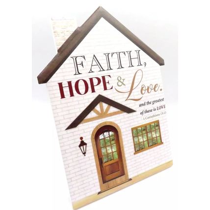 Faith, Hope & Love Plaque 1 Cor 13:13 Freestanding Wall Hanging Porcelain 20 CM