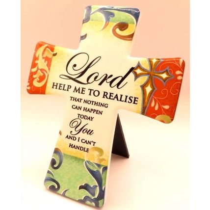 Lord Cross Shaped with Verse Plaque Porcelain Freestanding Christianity Gift