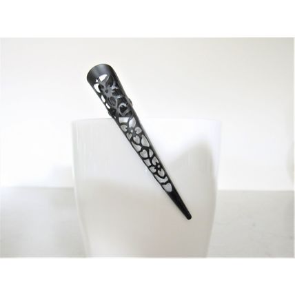 3 inch black filigree flower smaller alligator hair claw clip clamp