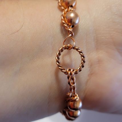 Handmade Twisted Copper Wire Bead Bracelet
