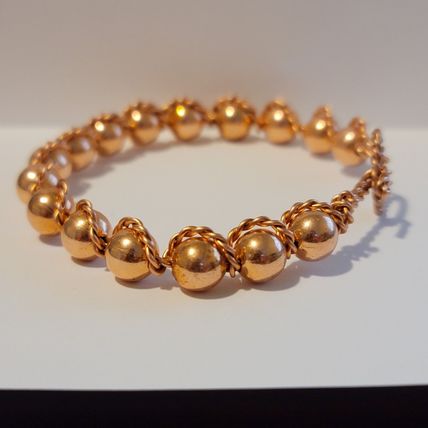 Handmade Twisted Copper Wire Bead Bracelet