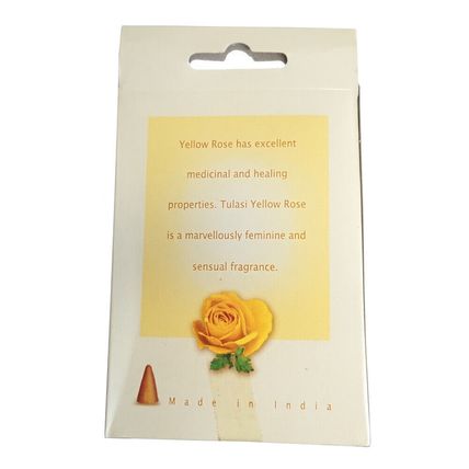 Tulasi Yellow Rose Incense Cones - 15 Cones with Holder