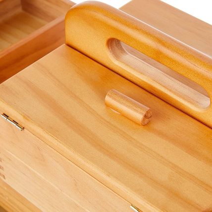 Hobbygift Large 4Tier Pine Wooden Cantilever Sewing Box Craft Storage Collection