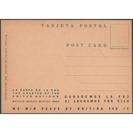 Arturo García Bustos, La Carta de la ONU, 1949 - Taller Gráfica Tarjeta Postal