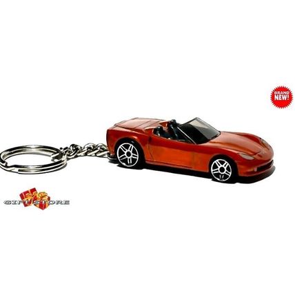 CUSTOM KEYCHAIN ORANGE CHEVY CORVETTE C6 CONVERTIBLE ❤️GREAT GIFT❤️