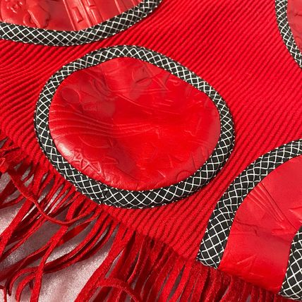 1980s Large Red Overnight Baby Bag Leather Fringed bAG MAKE OFFER!