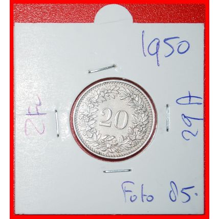 Ⰶ LIBERTY (1881-2025): SWITZERLAND★20 RAPPEN 1950B DIES 1+A★LOW START★NO RESERVE
