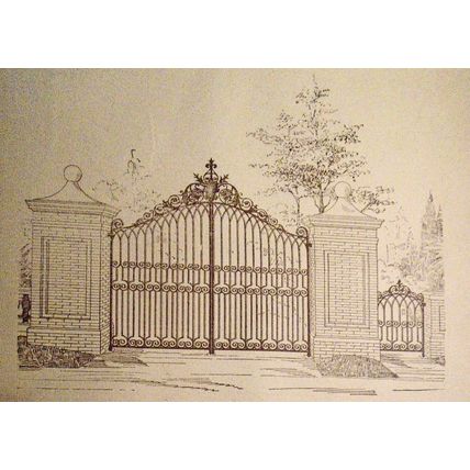 Ornamental gate and entrance, by Pitt Iron Works, N.Y. .. original 1854 flyer