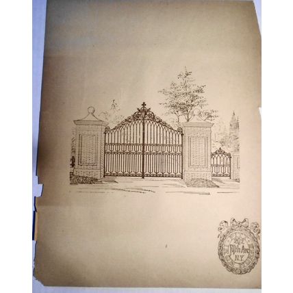 Ornamental gate and entrance, by Pitt Iron Works, N.Y. .. original 1854 flyer
