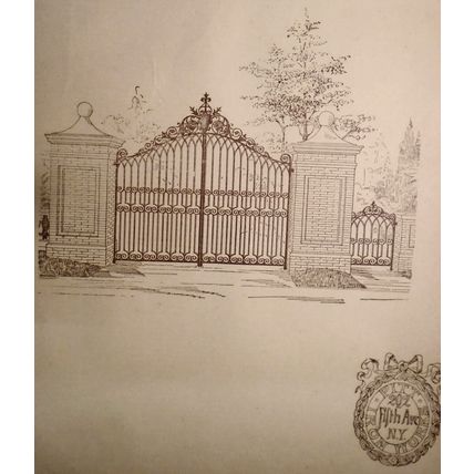 Ornamental gate and entrance, by Pitt Iron Works, N.Y. .. original 1854 flyer