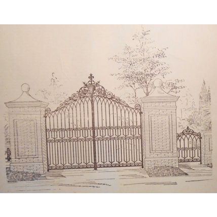 Ornamental gate and entrance, by Pitt Iron Works, N.Y. .. original 1854 flyer