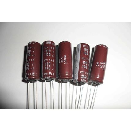4 x 100uF 100V 105 oC Nippon Chemi-Con SXE High Reliability Long Life (4pcs) NEW