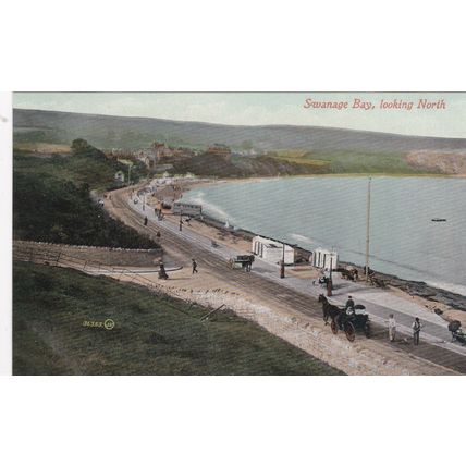 EC16 SWANAGE BAY LOOKING NORTH. COLOURED PRINTED POSTCARD