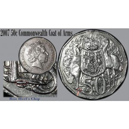 Australia 2007 50c Coat of Arms - Roo Heel Chip - [1a3]