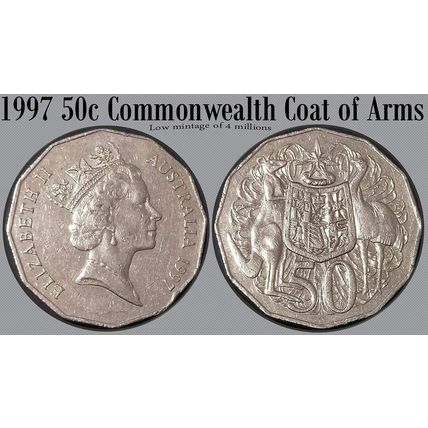 Australia 1997 50c Coat of Arms - LOW MINTAGE - Circulated