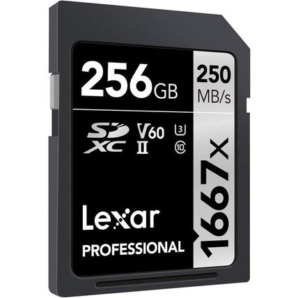 Lexar 256GB Professional 1667X SD Card, UHS-II, C10, U3, V60, Full HD, 4K, up to