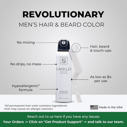 Simpler Hair Color for Men Kit for Full Gray Coverage - Dark Brown Hair Color -