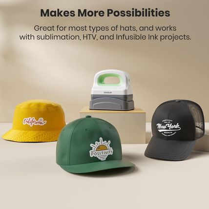 EENOUR Hat Press Machine, Mini Heat Press for Caps with 3 Heating Levels & Auto-