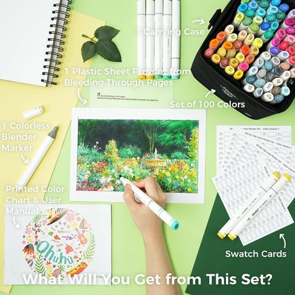 Ohuhu Alcohol Markers Double Tipped Art Marker Set for Artists Adults Coloring S