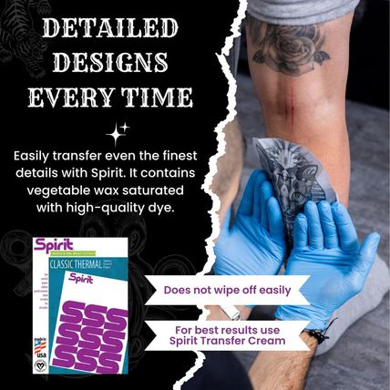 Spirit® Classic Thermal Tattoo Stencil Transfer Paper, 8.5" X 14" - 100 Sheets