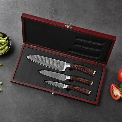 Wakoli Damascus Kitchen Knife Set, 3 Pieces Professional Chef Knife Set Made fro