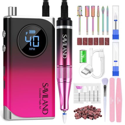 SAVILAND Professional Nail Drill for Acrylics: 2024 High Tech 40000RPM Electric