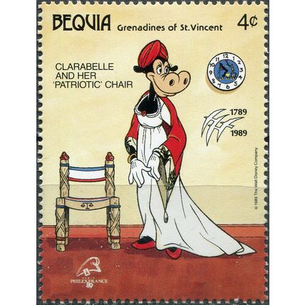 SV&G. 1989. Clarabelle Cow and her "patriotic" chair (MNH **) Stamp