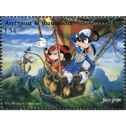 Antigua and Barbuda. 1996. Mickey and Goofy in Balloon (MNH **) Stamp