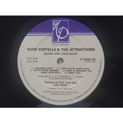 ELVIS COSTELLO AND THE ATTRACTIONS – BLOOD AND CHOCOLATE - 12" ALBUM