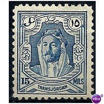 Transjordan 1943 SG236 15m Blue Mounted Mint