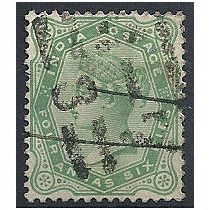 India 1886 SG97 4a6p Yellow-Green Good+ Used...