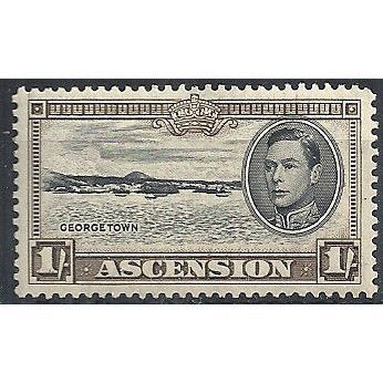 Ascension 1944 SG44a 1/- Black & Sepia Perf 13 Mounted Mint .. .