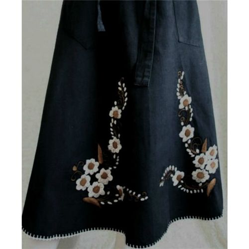 Vintage 1970 Black Embroidered Wrap over Skirt Size 10 12