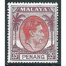 Penang 1952 SG17 35c Scarlet & Purple Mounted Mint .. ..
