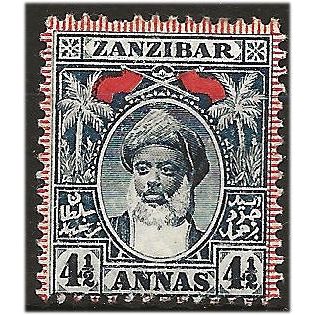 Zanzibar 1901 SG196 4 1/2a Blue-Black Mounted Mint. ..