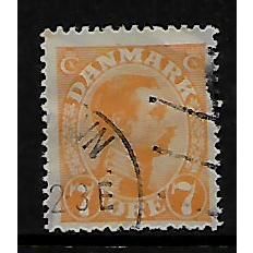 DENMARK 1913 KING CHRISTIAN X 7 ORE ORANGE SG 136 FINE USED